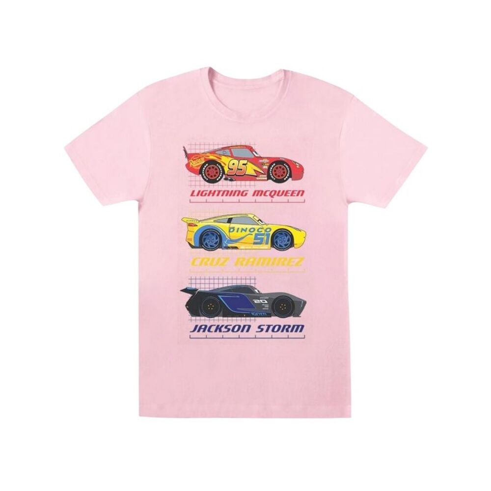 Cars Girls Racer Profile Cotton T-Shirt / Baby Pink